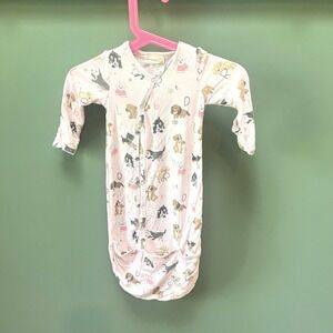 Tullabee Baby 0-3M Pink Puppy‎ Dog Alphabet Print Sleeper Gown Snap Romper